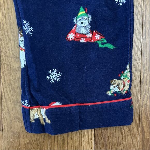 PJ Salvage Pajama Set Women X Small Blue Flannel Christmas Dogs Winter Snowflake - Picture 8 of 9
